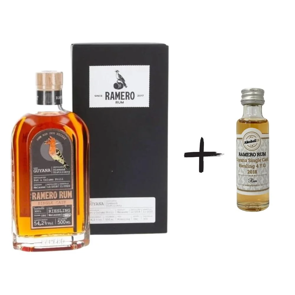 Ramero Rum Guyana Single Cask Riesling 4y 2018 0,5l 54,2% GB L.E. + miniatura / Rok lahvování 2022